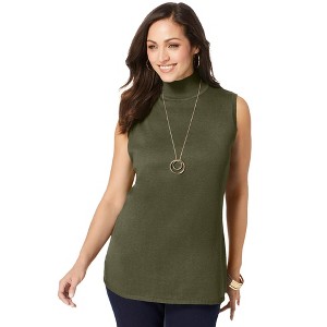 Jessica London Women's Plus Size Fine Gauge Mockneck Sweater - 1 of 4