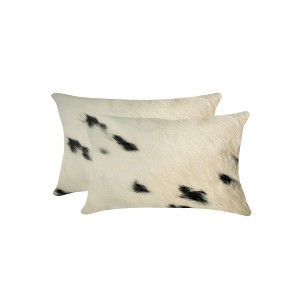 Set of Two 12" X 20"  Cowhide Throw Pillow - 1 of 4