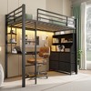 Twin Size Loft Bed with Desk, 4 Large Fabric Drawers and Open Shelves, Heavy Duty Metal Loft Bed with LED Lights, Power Outlets, No Box Spring Needed - 2 of 4