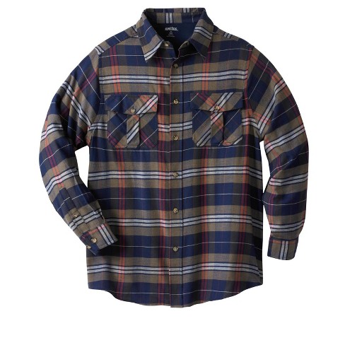 Kingsize Men's Big & Tall Plaid Flannel Shirt - 8xl, Dark Brown Plaid ...