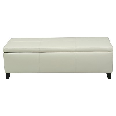 White leather ottoman deals bench