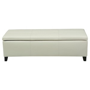 Lucinda Faux Leather Storage Ottoman Bench Ivory - Christopher Knight Home