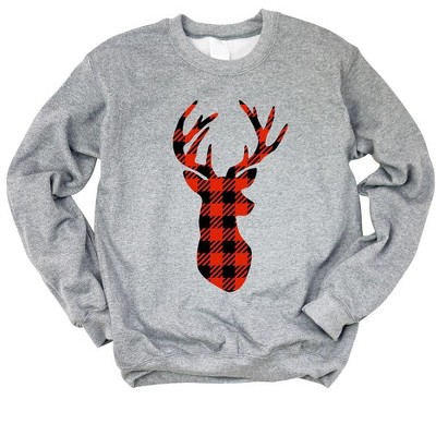 Simply Sage Market Women's Graphic Sweatshirt Buffalo Plaid Reindeer