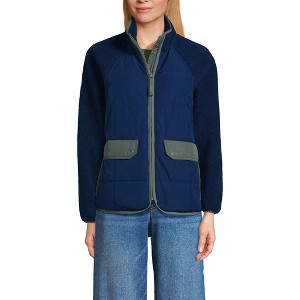 Lands' End Women's Mixed Media High Pile Fleece Jacket - 1 of 4