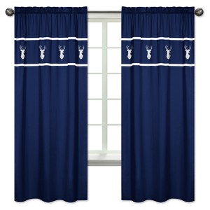Sweet Jojo Designs Window Panels - Navy & Mint Woodsy - 2pk, White Blue