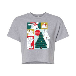 Women's - Coca-Cola - Christmas Tree Polar Bears Cropped Graphic T-Shirt - 1 of 4