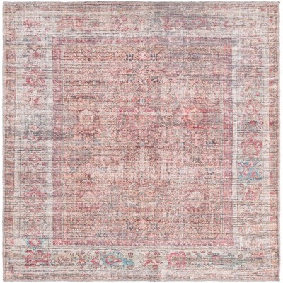 Rustic Charm Rust Red and Brown Square Washable Rug
