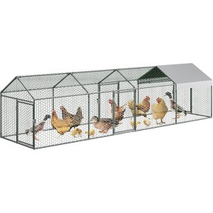 10 x 3.3 x 3.3 ft Metal Chicken Coop, Walk-In Run with Waterproof UV Cover, 3 Doors, Outdoor Poultry Cage for Hens, Ducks, Rabbits, Geese - 1 of 4