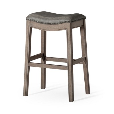 Maven Lane Adrien Saddle Barstool with Vegan Leather Upholstery