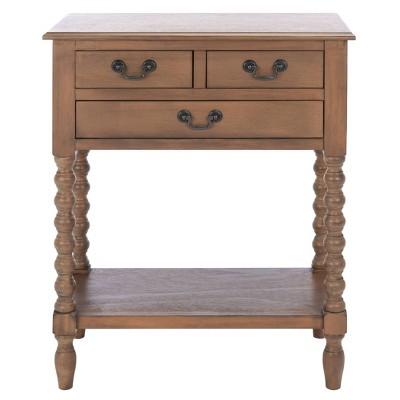 Athena 3 Drawers Console Table Brown - Safavieh