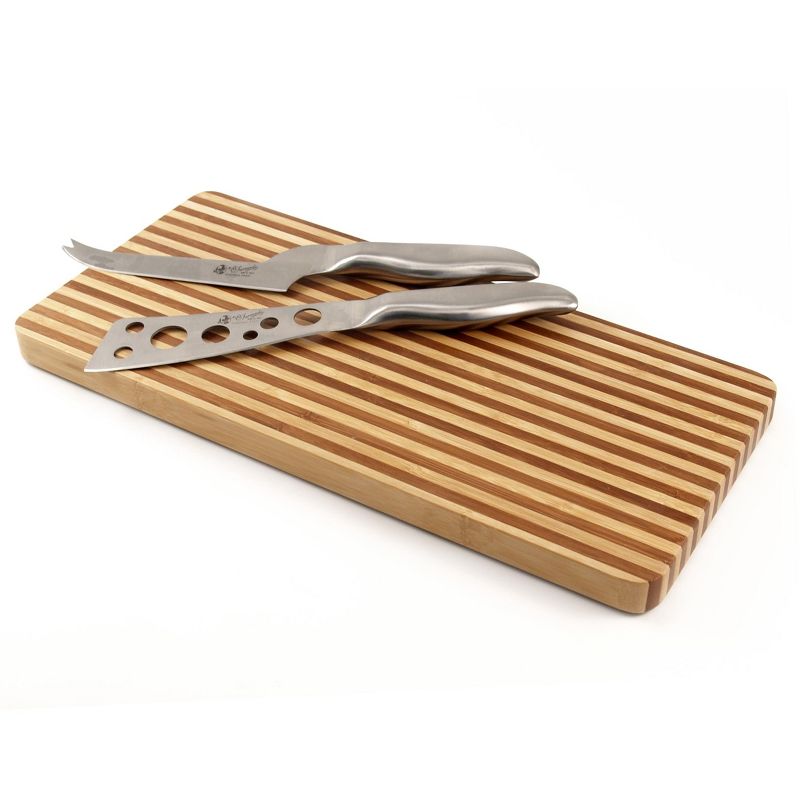 BigKitchen Two Toned Bamboo Magnetic Cheese Cutting Board Set with Knives 3 Piece, 1 of 3