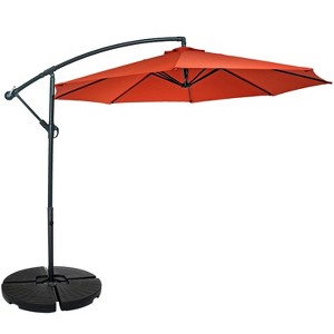 Sunnydaze Outdoor Steel Offset Cantilever Patio Umbrella with Round Base Set - 10' - 1 of 4