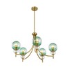 Rennnsan Jessica 5-Light Modern Glam Gold Branch Sputnik Gradient Green Glass Globe Chandelier with Clear Glass Accents - 3 of 4