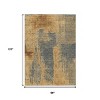 Gold And Charcoal Abstract Washable Indoor Outdoor Area Rug - 3 of 4