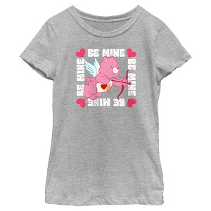 Girl's Care Bears Valentine's Day Love-a-Lot Bear Be Mine T-Shirt - 1 of 4