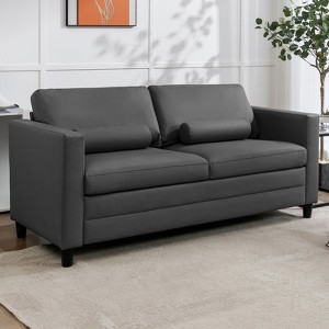 Mjkone Sofa Bed, Leather 2-in-1 Sleeper Sofa With Foldable Mattress, Loveseat Pullout Couch Bed With Metal Frame For Living Room Small Space - 1 of 4