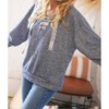 Women's Cotton Terry Floral Lace Up Bubble Sleeve Pullover - Sugarfox - 3 of 3