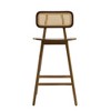 Indoor Wooden Barstool (Set of 2) with Rubberwood Frame, Curved Solid Wood Seat and Rattan Backrest for Home Bar, Dining Room - 3 of 4