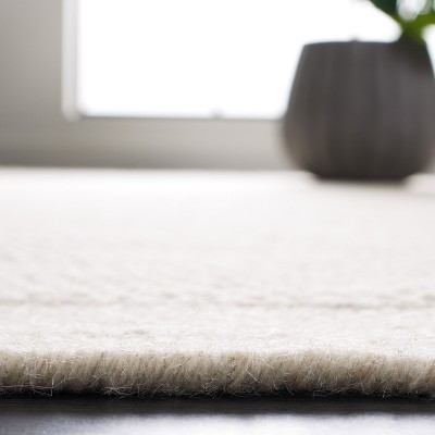 Ivory Hand-Knotted Wool 6' x 9' Rectangular Area Rug