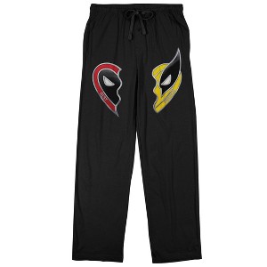 Deadpool 3 Deadpool And Wolverine Best Friends Heart Men's Black Sleep Pajama Pants - 1 of 3