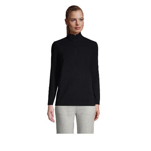 Lands' End Women's Fleece Quarter Zip Pullover - Small - Black : Target