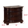 Vynxaria Traditional End Table - 3-Drawer Nightstand with Marble Top, Rich Brown Cherry Finish, Solid Wood Bedroom Furniture. - 4 of 4