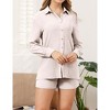 Womens 2 Piece Sets Long Sleeve Lightweight Button Down Shirts with Shorts Lightweight Crinkled Cooling Fabric Sets - 2 of 4