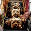 Yorkshire Terrier Dog Pattern Soft Flannel Car Nap Blanket, Polyester Pet Throw for Vehicle Interior Accessories, Christmas Gift. - 3 of 4