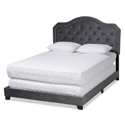 Samantha Velvet Upholstered Button Tufted Bed - Baxton Studio