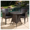 Brayden 3pc Wicker Patio Bistro Set - Brown - Christopher Knight Home: Weather & UV Resistant, Iron Frame - 3 of 4