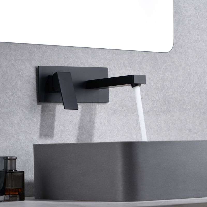 SUMERAIN Matte Black Wall Mount Bathroom Sink Faucet Vessel Faucet, Brass Rough-in Valve Included, 3 of 9