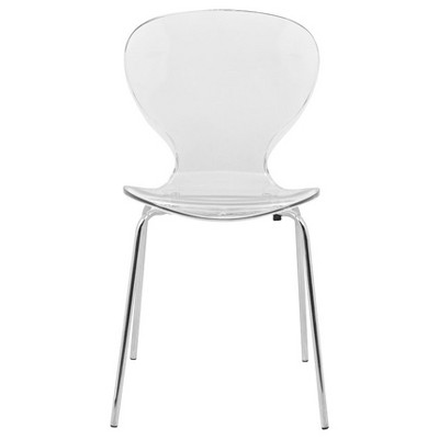 Elegant Oyster Transparent Plastic Side Chair with Chrome Legs