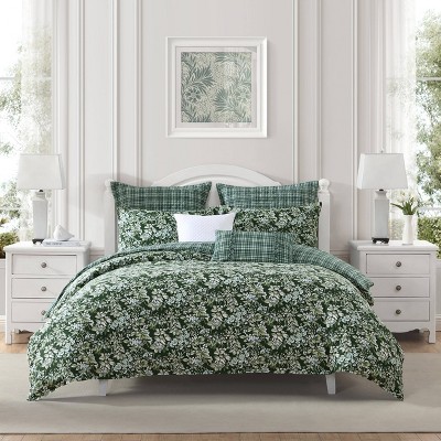 Bramble Floral Green Cotton Full/Queen Duvet Cover Set