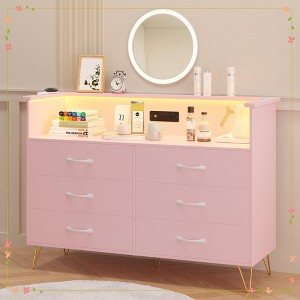 Dresser with LED Light for Bedroom 6 Drawer Dressers with Charging Station Chests of Drawers - 1 of 4