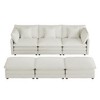 149.6" Modern Sofa Modular Sofa Couch Upholstered Corduroy L-Shape Sectional Sofa with Side Storage Pockets for Living Room, Beige - 4 of 4