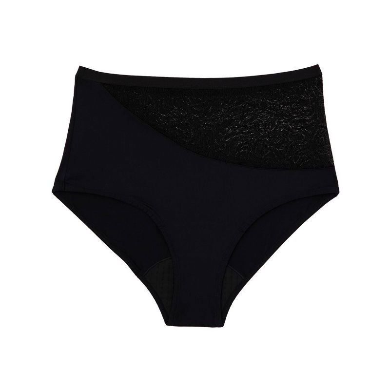 Saalt Leak Proof Period Underwear Regular Absorbency - Soft-Stretch European Lace High Waist Briefs, 5 of 11
