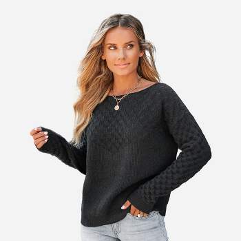 Women's Rib Long Sleeve Sweater - Cupshe
