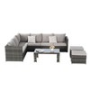 6-Piece Outdoor Wicker Sofa: All-Weather Rattan + Cushions & Glass Top Table – Easy Clean - 3 of 4
