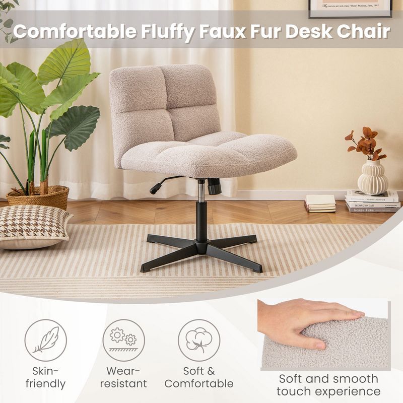 Costway Armless Office Desk Chair Modern Swivel Vanity Chair with Adjustable Height Grey/Brown/Beige, 5 of 11
