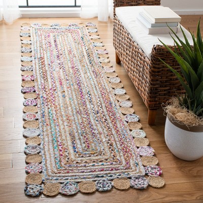 Handwoven Beige and Multicolor Cotton Geometric Rug - 2' 3" x 6'