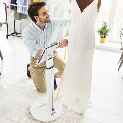 White Adjustable Universal Tablet Floor Stand with Lockable Mount