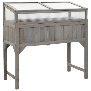 vidaXL Planter Slatted Design Outdoor Garden Raised Flower Herb Pot Display Box Stand Rack Flower Shelves 14.9" Wood - 1 of 4