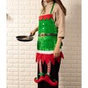 Juvale Christmas Apron with Hanging Legs for Party Kitchen Accessory, Green & Red (35 x 23 in) - 3 of 4