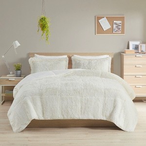 Kumasinova 2PCS/3PCS Long Fur Comforter Mini Set,Plush Reverse Bedding Comforter Sets with Shams,Oeko-Tex Certified - 1 of 4