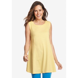 Woman Within Plus Size Sleeveless Fit-And-Flare Tunic Top - 1 of 4