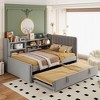 KIGFTSOD Twin Size Upholstered Daybed with Trundle, Storage Shelves, USB & Outlet - 2 of 4