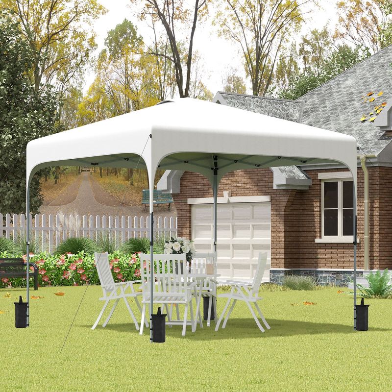 Outsunny 8' x 8' Pop Up Canopy, Foldable Gazebo Tent with Carry Bag with Wheels and 4 Leg Weight Bags for Outdoor Garden Patio Party, 2 of 7