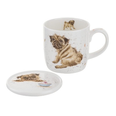 Royal Worcester Wrendale Designs 11oz Mug & Coaster Set Pug Love (Dog)