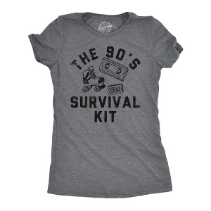 Womens Funny T Shirts The 90s Survival Kit Sarcastic Retro Graphic Tee For Ladies - Crazy Dog Women's T Shirt - 1 of 4
