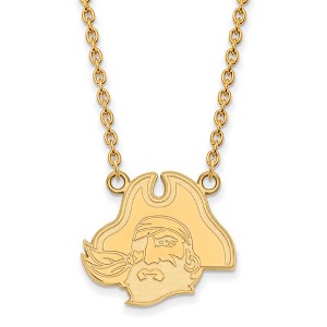 Black Bow Jewelry 14k Yellow Gold Plated Sterling Silver East Carolina Pirates NCAA Necklace 18 Inch - 1 of 4